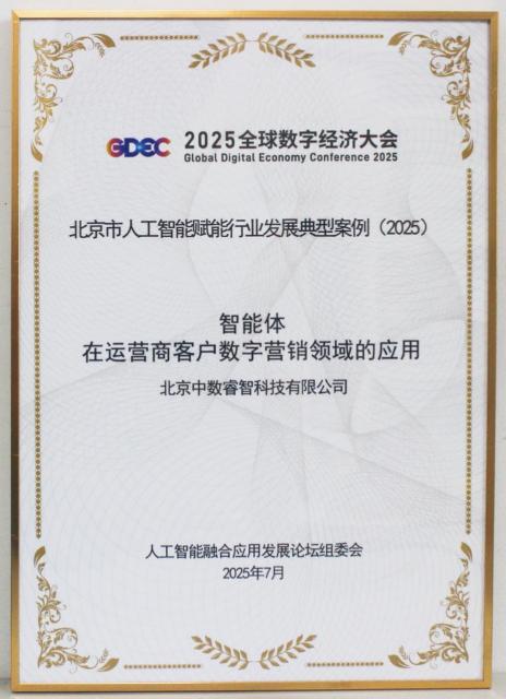 中数睿智 入选2025北京市人工智能赋能行业发展典型案例，引领技术推广服务新范式